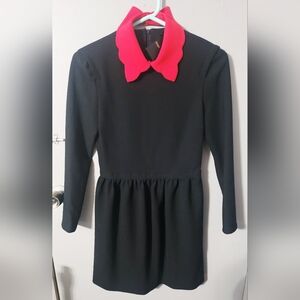 RARE NWT Womens Maje Riri Crepe Dress black w/ removeable red collar size 1